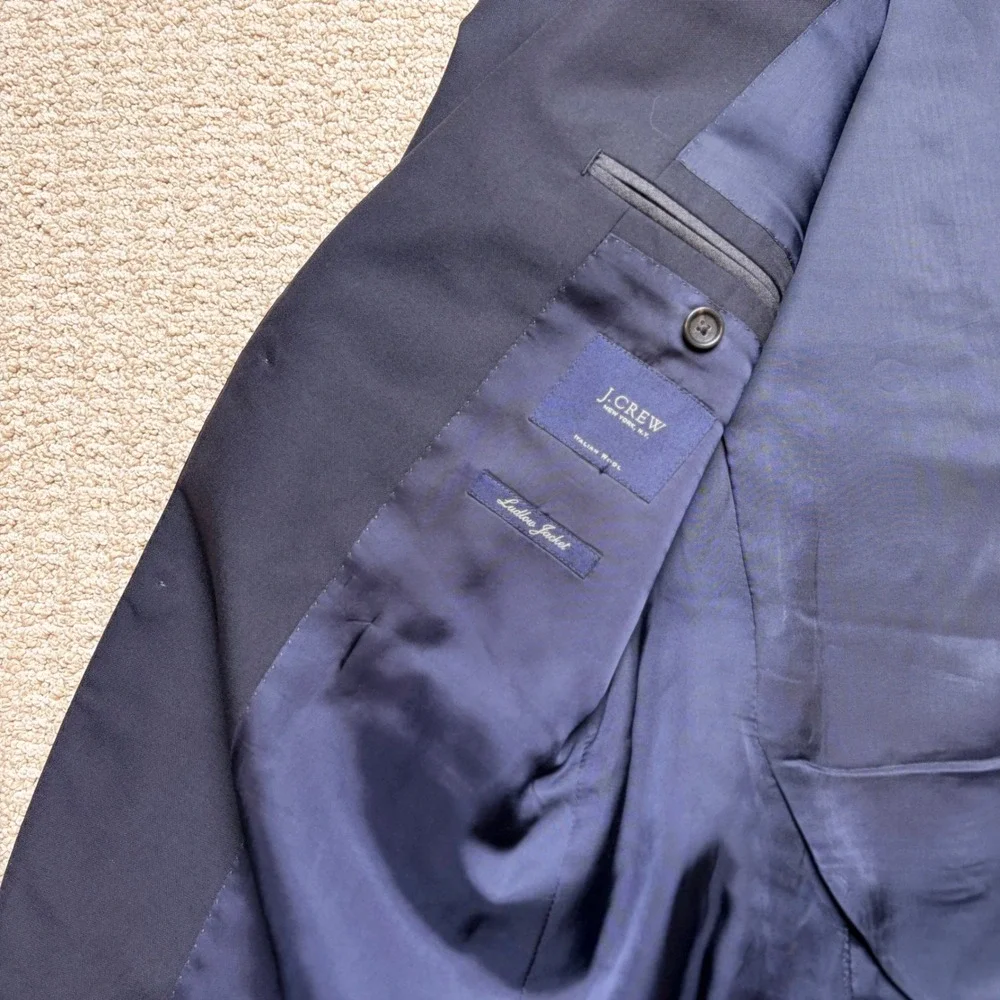 J.Crew Ludlow Jacket 38R Black Navy Italian Loro Piana Super 120s Wool Blazer